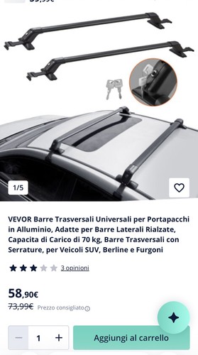 Barre portapacchi universale - portapacchi,