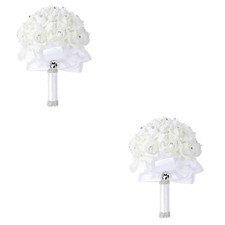  2 pezzi Fiori del bouquet da sposa Bridesmaid Fallo Flower imitazione Rose di