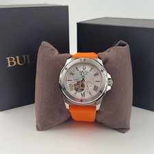 Orologio Bulova 98A226 Marine Star Automatico Quadrante Bianco Cinturino Gomma Arancione