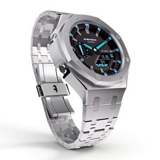 Orologio Casioak Mod Metallo Casio G-Shock GA-2100 Cassa Tutto Acciaio Cinturino GA2100-1A2