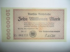 BANCONOTA 10 MILLION REICHSMARK GERMANIA 1923 SPL