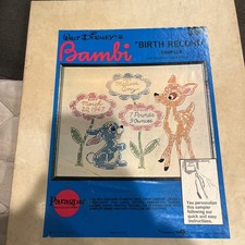 Campionatore bambino Paragon Needlecraft Walt Disney Bambi anni 70 record nascita - NUOVO 