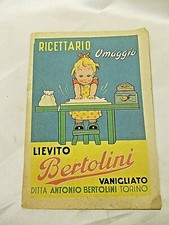 RICETTARIO LIEVITO BERTOLINI VANIGLIATO DITTA ANTONIO BERTOLINI TORINO 1953
