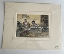 Xilografia in Pass acquerellato Fine ‘800 Scena di Quadro di Dalbono