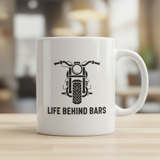 Tazza Life Behind Bars divertente biker moto tazza caffè pilota regalo compleanno uomo