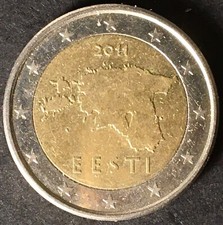 Moneta 2 Euro € 2011 Eesti Estonia circolata rara da collezione