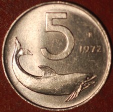 Italy 5 Lire 1972 KM# 92