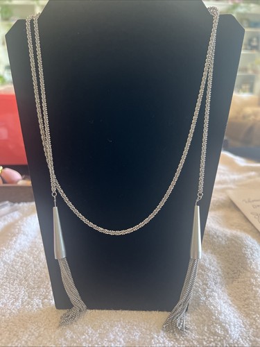 Stamped silvertone lariat - ny,