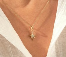 Ciondolo donna diamante creato in laboratorio taglio tondo 2 ct placcato oro giallo 14 carati