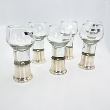 Set di 6 bicchieri da cognac brandy whisky in cristallo e argento 800 anni 50 60