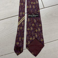 Salvatore Ferragamo Cravatta Vintage Da Uomo 100% Seta Silk Tie