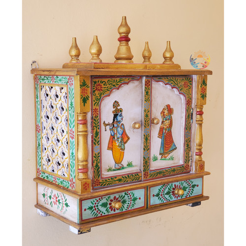 Legno krishna mandir fatto - di,