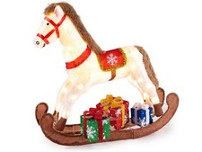Cavallo a Dondolo Natalizio H 86cm Luminoso Pacchi Regalo Luci Led Interno Ester