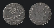 50 CENTESIMI 1939 XVIII IMPERO POCO MAGNETICO - VITTORIO EMANUELE III