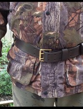 CINTURA ESERCITO PELLE LARGA SPESSORE 4mm 2" larghezza 2 pin punto sella cintura vita. Regno Unito