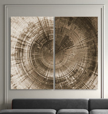 INTRO Set Di Quadri Astratti Su Tela Grigio Marrone Moderno Arte Dipinto XXL