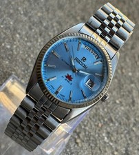 Orologio Vintage Ricoh President Automatico Quadrante Blu Cielo Sunburst Uomo Giappone