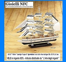 VELIERO AMERIGO VESPUCCI Cm.38x42 SCAFO in LEGNO e VELE e ALBERI in ARGENTO 925%