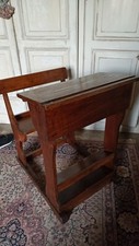 BANCO DA SCUOLA ANTICO ORIGINALE INIZIO '900 con  seduta  TAVOLINO TAVOLO LAVORO