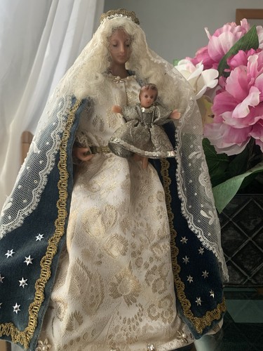 Antique wax madonna and - madonna, child