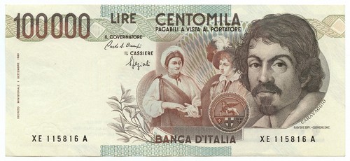 100000 lire caravaggio - lire,