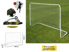 Porta da Calcio in Acciaio con Set Fascia di Allenamento Rete Picchetti Inclusi