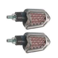 Coppia mini frecce moto LED omologate universali carbon-look gambo corto