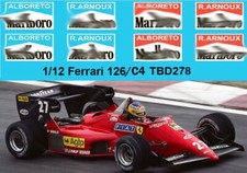 1/12 Decals per Ferrari 126/C4 1984 Alboreto Arnoux for MFH Hiro TBD278