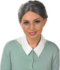 Womens Granny Wig Glasses Grey