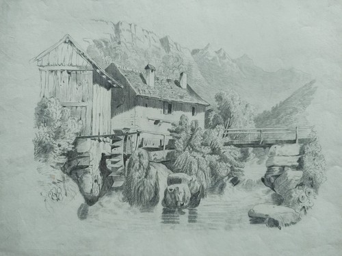 Anonimo paesaggio montano con - paesaggio,
