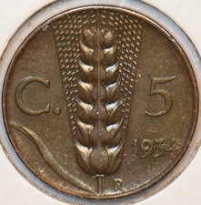 Italy 1934-R 5 Centesimi UNC