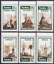 Romania 1997 Edifici Legno Chiese Cappelle Patrimonio Architettura 6v Set MNH