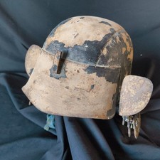 Elmetto giapponese in ferro periodo Edo KABUTO - indossato finitura lacca nera, indossato in battaglia