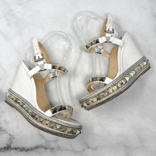 Christian Louboutin Pyraclou 110 sandalo zeppa plateau pelle borchie tacco 36