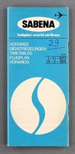SABENA TIMETABLE WINTER 1973/74 AIRLINE SCHEDULE ROUTE MAP