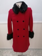 CAPPOTTO DONNA VINTAGE PRINCIPESSA ROSSO LANA E CASHMERE, TAGLIA EUROPEA 44