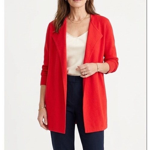 Crew red open front cardigan - red,