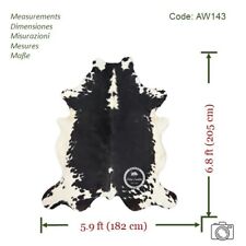 Tappeto in pelle di mucca bianco e nero capelli di alta qualità su pelle Dime...