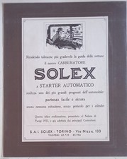 Carburatore SOLEX Torino - pubblicità certificato autenticità 1931 -N3