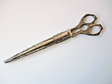 Antiche lunghe forbici marchio corona con custodia in metallo argentato