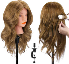 Testina Parrucchiere Capelli,  18"/46Cm 100% Veri Capelli Testa per Parrucchieri