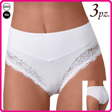 3 Slip contenitivo da donna guaina contenitiva mutande vita alta in cotone pizzo