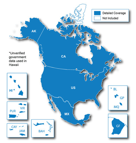Mappa gps nord - america, usa