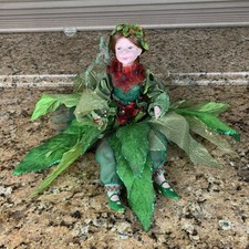2013 Winward Fairy Elf Pixie Porcellana 13" Bambola Principessa Foglie Verde Natale