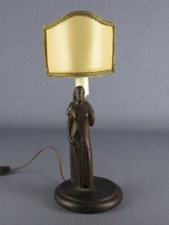 Lampada da tavolo con antica statua donna legno intagliato epoca XIX Sec.