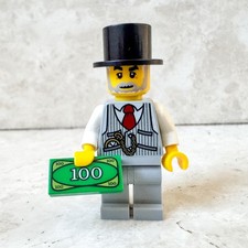 LEGO Town Western Direttore di Banca Banchiere Bancario Bank Far West Minifigure