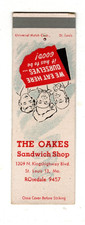 THE OAKES SANDWICH SHOP copertina fiammiferi - ST. LOUIS, MISSOURI