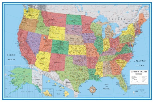 Mappa stati uniti - mappa, classic