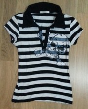 FISH BONE LOTTO 10B T-SHIRT TOP CANOTTA MAGLIA DONNA BLU BIANCA TG.M