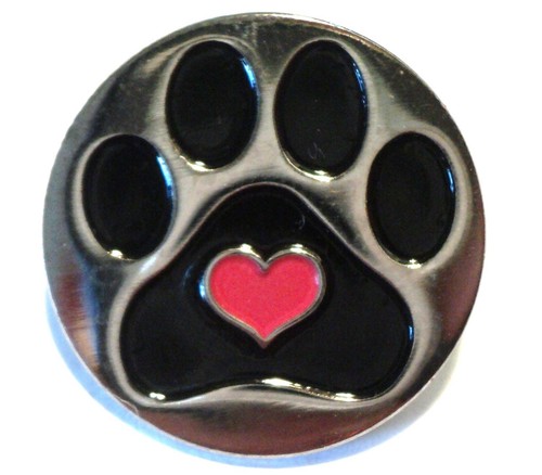 Dog paw print enamel badge - print,
